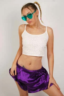 90s Victoria's Secret Shorts (L) large puple vintage satin sleep slip pajamas - Image 1 of 4