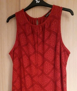 Next Petite Size 10 Lined Red Crochet Jumpsuit - Picture 1 of 5