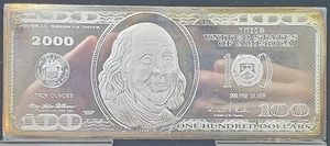 Barra de prueba de plata fina de 4 oz Troy .999 Washington Mint 2000 - con deslustre de caja - Imagen 1 de 6