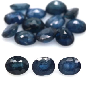 7.28 CT. Heated 15Pcs Blue Sapphire Madagascar Oval - Picture 1 of 4