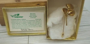 Natural Impressions, Handmade, Gold Plated Partridge Berry Pin Wilma Eaton Art - Picture 1 of 8