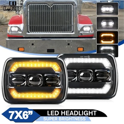 2PC For International Harvester 9900 4700 4800 4900 8100 5x7 7x6" Led Headlights - Image 1 of 4
