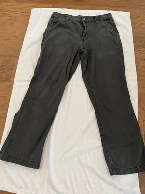 Carhartt Relaxed Fit Double Front Work Pants Men’s 34x32 Black Charcoal Canvas - Image 1 of 3