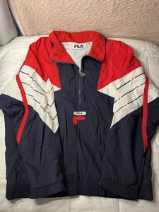 Vintage FILA Windbreaker Jacket – Men’s Medium Retro 90s Style Red, Navy & White - Picture 1 of 4