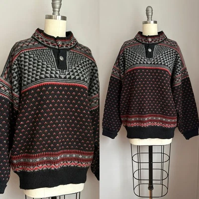 Винтажный мужской шерстяной свитер Dale of Norway Fair Isle нордический птичий глаз размер средний - Изображение 1 из 4