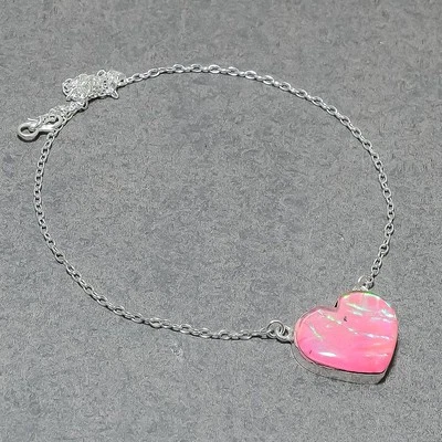 Pink Australian Triplet Opal Heart Gemstone Jewelry Chain Pendant 1.10" SR 551 - Image 1 of 4