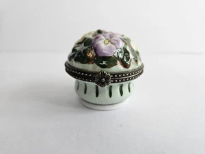 Vintage Limoges Peint Main France Porzellan Schmuckschatulle handbemalt Blumen - Bild 1 von 10