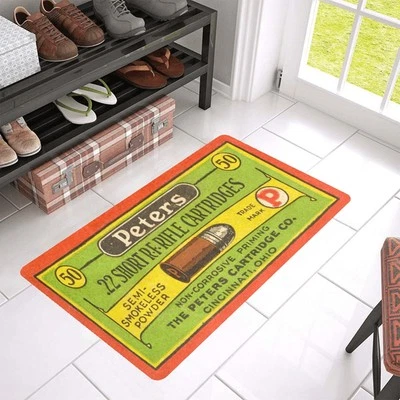 Vintage Style Peters .22 Short Ammunition Box Doormat Rug In / Out Decor - Image 1 of 4