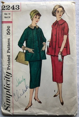 Vtg 1960s Simplicity 2243 UNCUT Misses Size 14 Two Piece Maternity Suit Pattern - Image 1 of 2