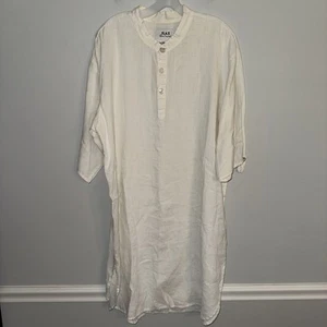 FLAX White Linen Shirt Summer Lagenlook Dress Small - Picture 1 of 5