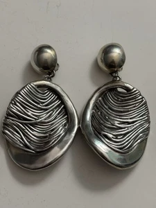 Sterling Silber Fledermaus Ami Clip auf Statement Ohrringe Runway RIESIG! RAR! - Bild 1 von 8
