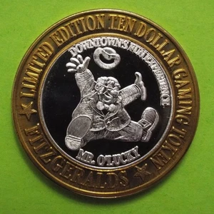 Silver Strike 1995 $10 Fitzgerald's Casino Hotel - Mr. O'Lucky - Imagen 1 de 14