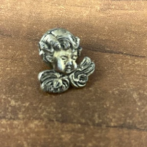 Vintage Gold Tone Cherub - Child - Baby - Angel - Lapel Pin - Signed Roman 90 - Picture 1 of 4