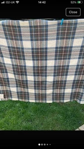 James Pringle Weavers Blue Tartan Check Wool Blend Blanket Throw 50” X 60” - Picture 1 of 5