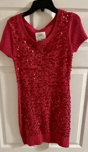 Justice Girls Sweater Dress Hot Pink Sequins Size 14 Party - Picture 1 of 3
