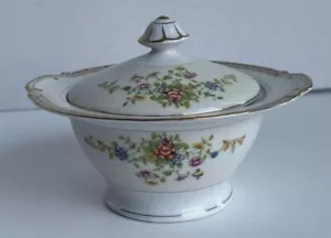 National China Japan Patricia Zuckerdose mit Deckel floral Goldrand - Bild 1 von 11