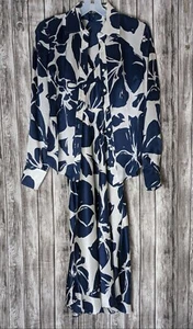 Women's Blue & White Floral 2-Piece Dress & Long Sleeve Button Down Shirt Set ~2 - Picture 1 of 12