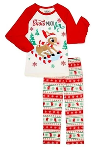 NWT Girls Rudolph Pajamas Set 6 6X 7 S Christmas Reindeer Holiday Clarice Santa - Picture 1 of 3