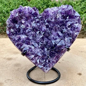 5.1LB Natürliche brasilianische Amethyst handgeschnittene herzförmige Dekoration - Bild 1 von 13
