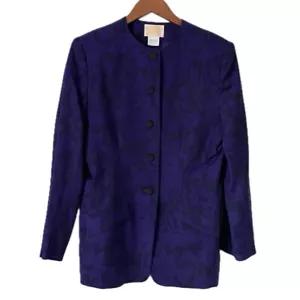 NUOVO Vintage Pendleton Tuta Giacca Viola Floreale Lana Blazer Donna Taglia 8 - Foto 1 di 8