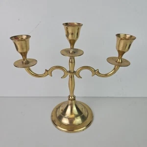 Messing Kerzenständer Halter Kandelaber 3 armig 8" x 8" Kamin Charm Schönheit Vintage - Bild 1 von 10
