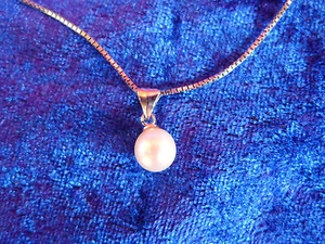 Collana Elegante Con Ciondolo, Argento 835 Con Perla - Foto 1 di 3