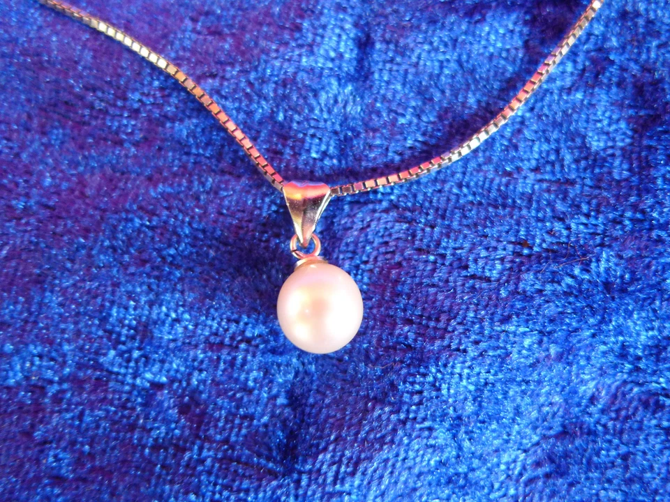 Collana Elegante Con Ciondolo, Argento 835 Con Perla - Immagine 1 di 3