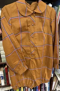 Vintage 1970’s MOD Novelty Print Romper Top Shirt Peter Pan Collar, Elastic Leg - Picture 1 of 3