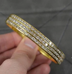 Heavy 18ct Yellow Gold and 6.75 Carat Diamond Bangle 6 3/4" - Picture 1 of 15