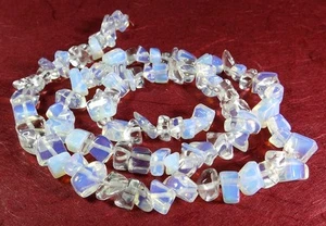 😏 Opalith ( Opal-Glas ) Perlen Nuggets ~6-12 mm Strang für Kette / Armband 😉 - Bild 1 von 1