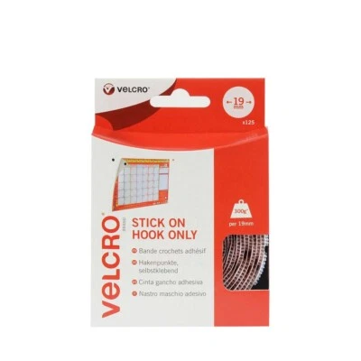 VELCRO® Brand Stick On Coins 19mm – 125pcs Hook or Loop – White Adhesive Dots - Image 1 of 2