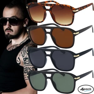 Occhiali da sole stile aviatore gangster look locs confezione da 4 tutti i colori super OG - Foto 1 di 8
