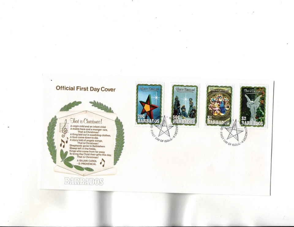 Barbados FDC Sc#791 to 794 Christmas - Image 1 of 1