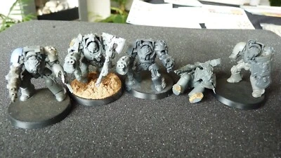 GAMES WORKSHOP WH40K SPACE WOLVES WOLF GUARD TERMINATOR SQUAD x5 UNDERCOATED # - Image 1 of 4