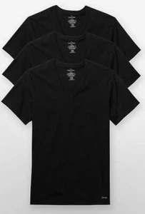 T-Shirts Slim Fit S,M,L Men's V Neck Calvin Klein 3 Pack Black NEW Tee Cotton - Picture 1 of 3