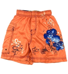 Children's Place Tropical Hawaiian Surfer Orange Swim Trunks Shorts Boy XS 4 - Picture 1 of 7