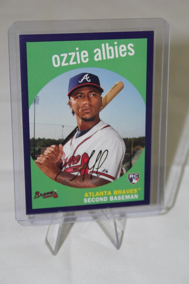 2018 OZZIE ALBIES Topps Archives 1959 Design Purple (050/175) #18 Rookie RC - Image 1 of 4