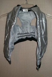 Dog / Pet Bomber Puffer Jacket Coat Pockets Zip Metallic Silver Sz Lg. FREE SHIP - Picture 1 of 12