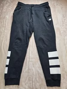 Adidas Sweat Pants Mens L Black Elastic Drawstring Stretch Zip Pockets - Picture 1 of 12