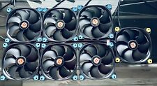 Lot of 7 Thermaltake Riing TT-1425 140mm Case Fan - 6 Blue/1 Yellow LED PWM Fan