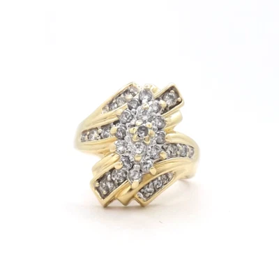 14k Gold Natural Diamond Bypass Ring Marquise Engagement Setting - Image 1 of 4