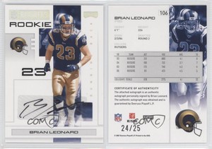 2007 Playoff NFL Playoffs Silver Signatures /25 Brian Leonard Rookie Auto RC