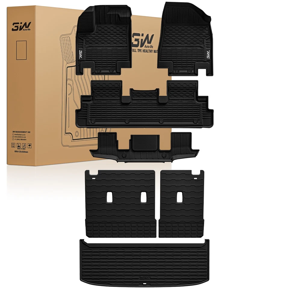 Alfombrillas 3W para 7 asientos Nissan Pathfinder 2022-2025 revestimiento de carga y alfombrilla de respaldo Foto 1 de 4