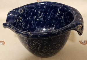BENNINGTON POTTERS Vermont 6" Batter Mixing Pour Bowl 1879 Blue Agate spongewar - Picture 1 of 24