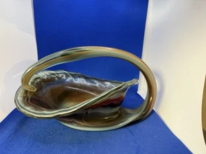 Vintage Mid Century Modern Hand Blown Art Glass Cornucopia Swirly Artsy Bowl - Picture 1 of 10