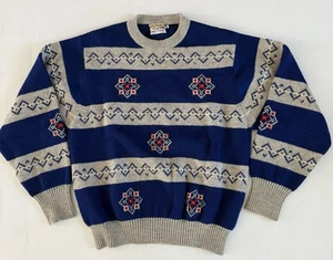 Vintage Hudson Detroit Men’s Sweater Size L Made In Italy 100% Wool Crew Neck - Picture 1 of 8