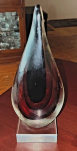 VINTAGE MUNDGEBLASENE GLAS TROPFEN SKULPTUR 11"×4" - Bild 1 von 3