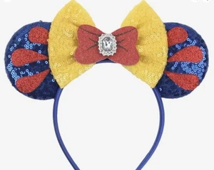 DIADEMA OREJAS DE RATÓN BLANCO NIEVE DISNEY Sombrero Cristales Brillo Lentejuelas y Arco ¡NUEVO! - Imagen 1 de 1