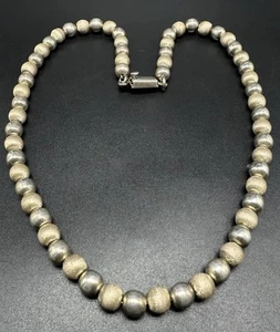Vintage Taxco Mexico Sterling Silver Beaded Necklace 925 20” Long 65g - Picture 1 of 9