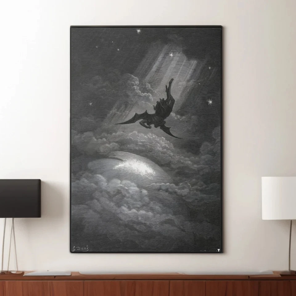 Impresión artística perdida de Gustave Dore Paradise: ilustración romanticismo en blanco y negro Foto 1 de 2